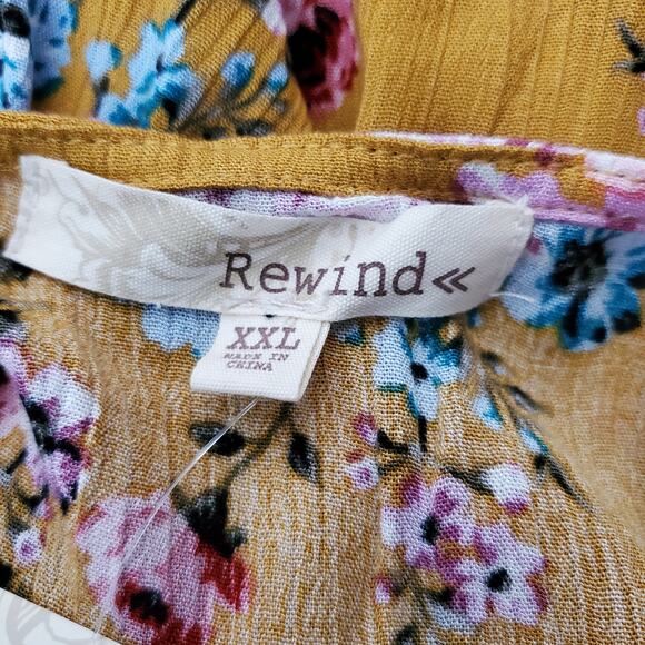Rewind Floral Mini Dress Gold Metal Womens XXL New - Picture 3 of 7